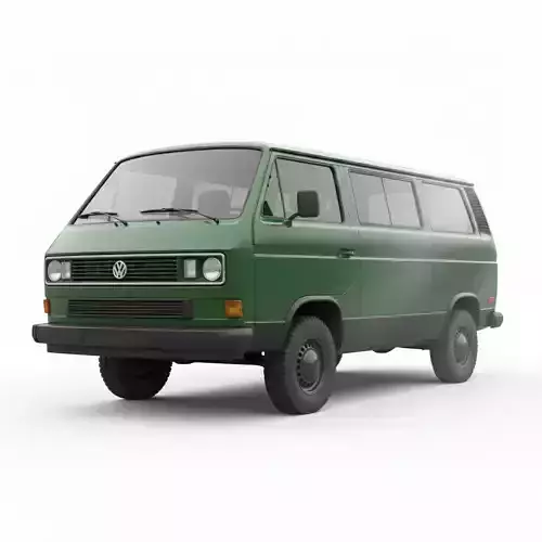 Classic 1980s Utility Van Volkswagen T3 Low-poly 3D model 4