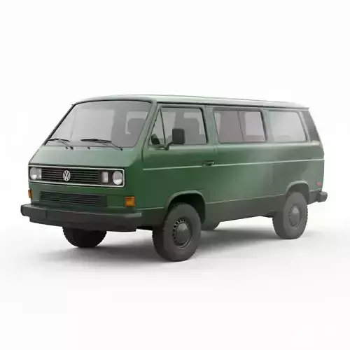 Classic 1980s Utility Van Volkswagen T3 Low-poly 3D model 6