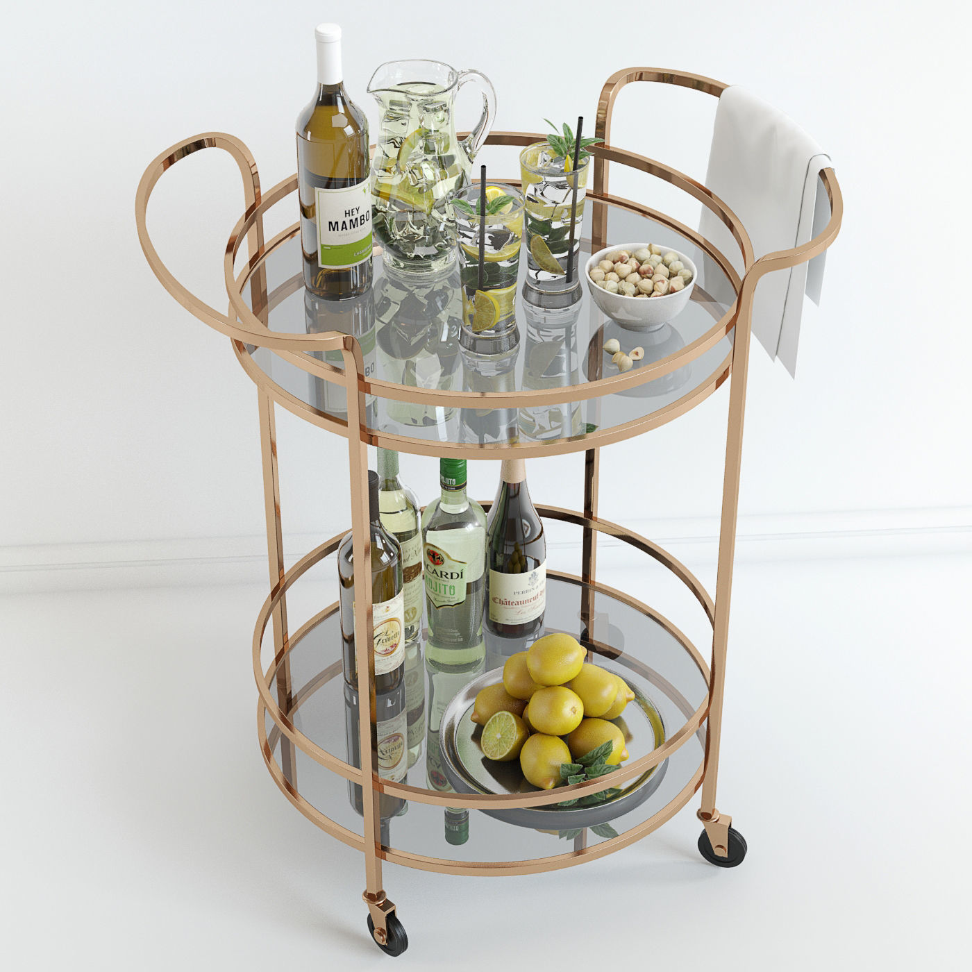 Bar Cart Pottery Barn 3D model_5