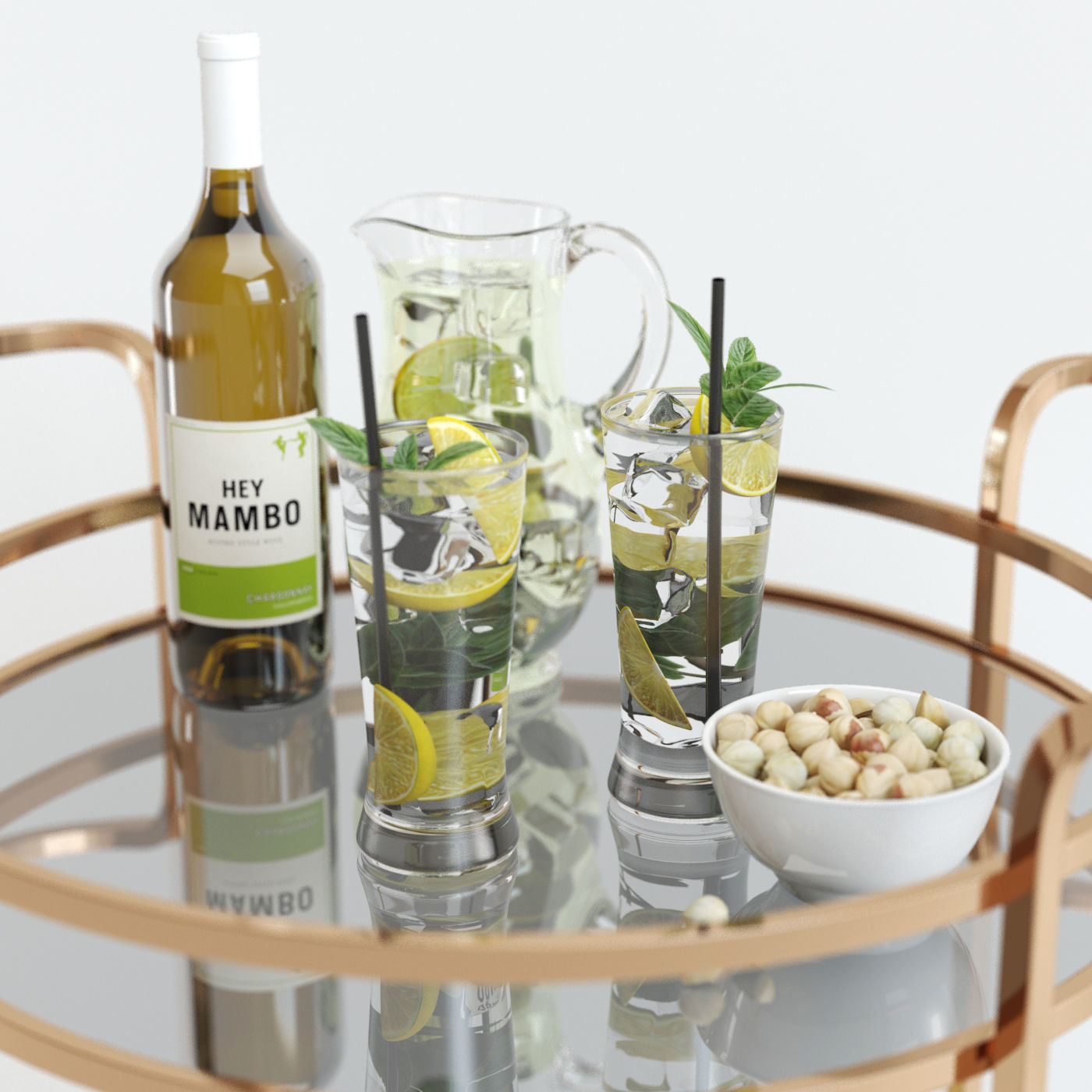 Bar Cart Pottery Barn 3D model_4