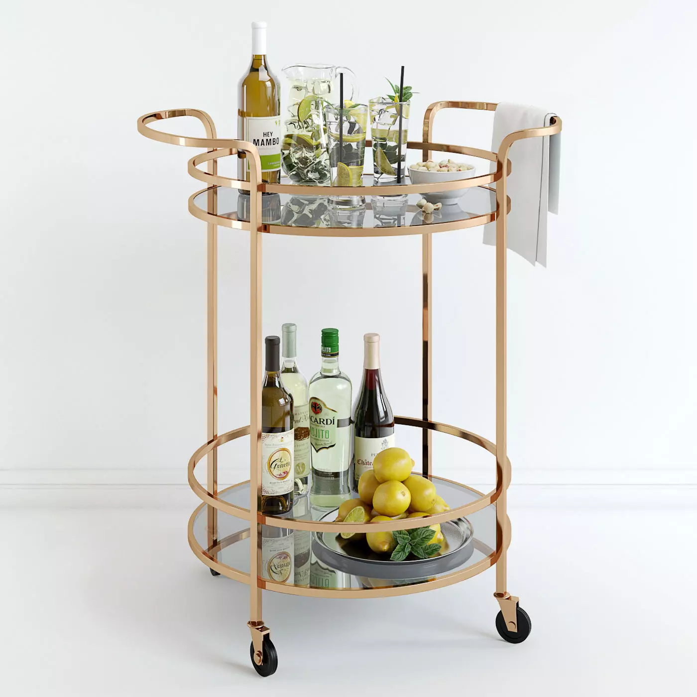 Bar Cart Pottery Barn 3D model_0