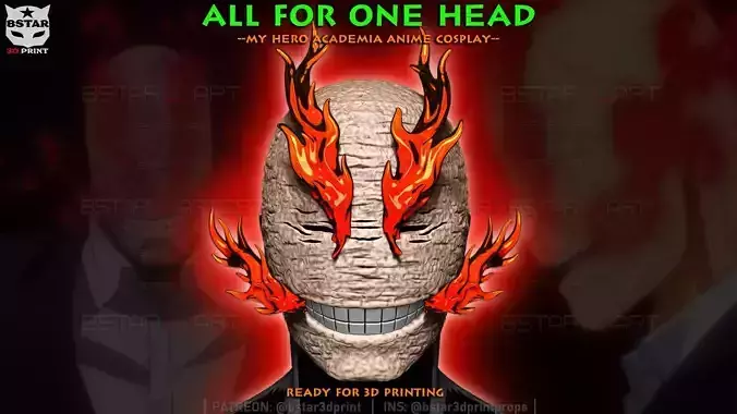 All For One Head with Fire Effect - My Hero Academia Anime