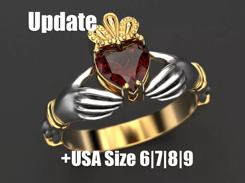 Claddagh ring 3D print model