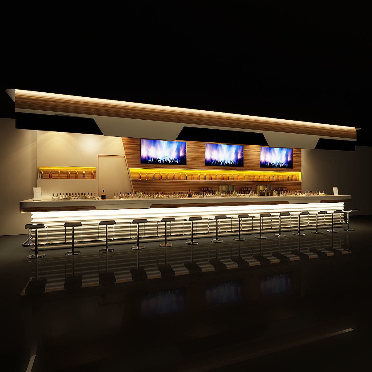 Modern Sports bar Counter 3D model_1