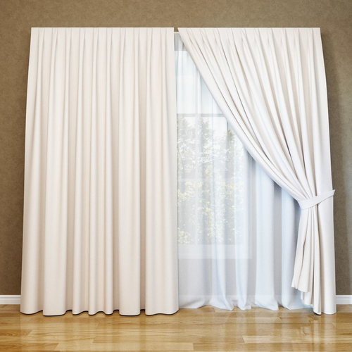 Modern curtain and tulle 3D model