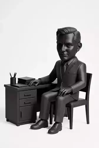 Man Sitting on Chair Office 3D Model