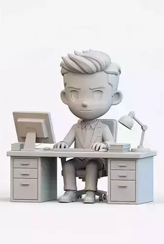 Student Sitting at Desk Classroom 3D Model