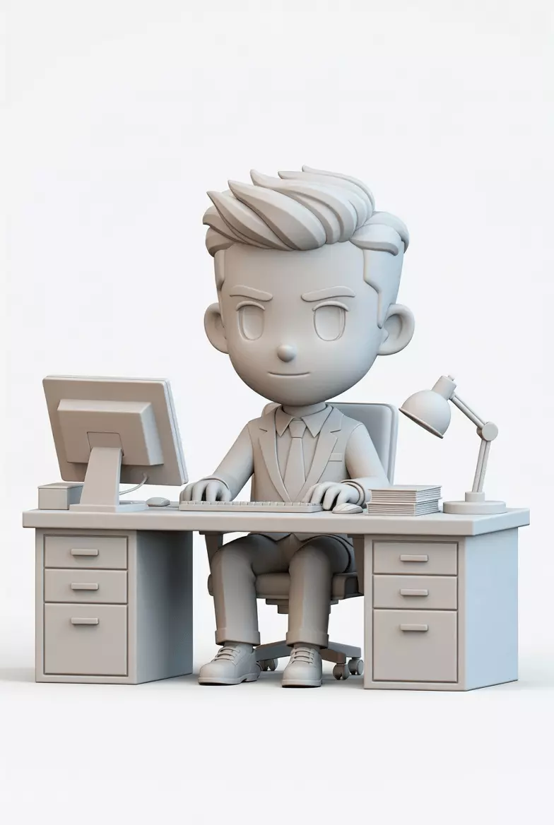 Student Sitting at Desk Classroom 3D Model 3D print model