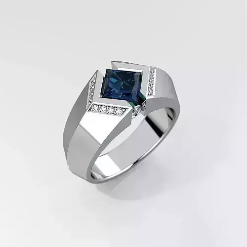 Mens ring with square gemstone 016