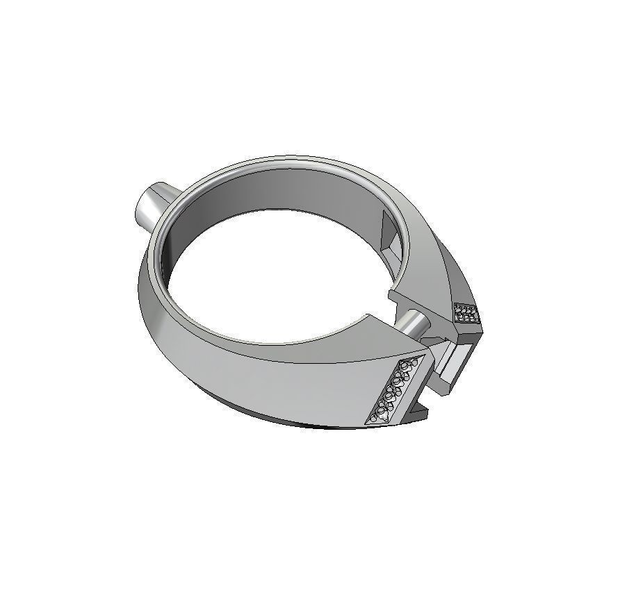 Mens ring with square gemstone 016 3D print model_7