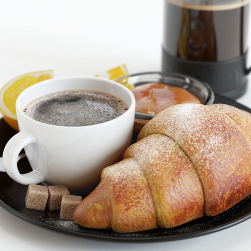Croissant and Oranges 3D model