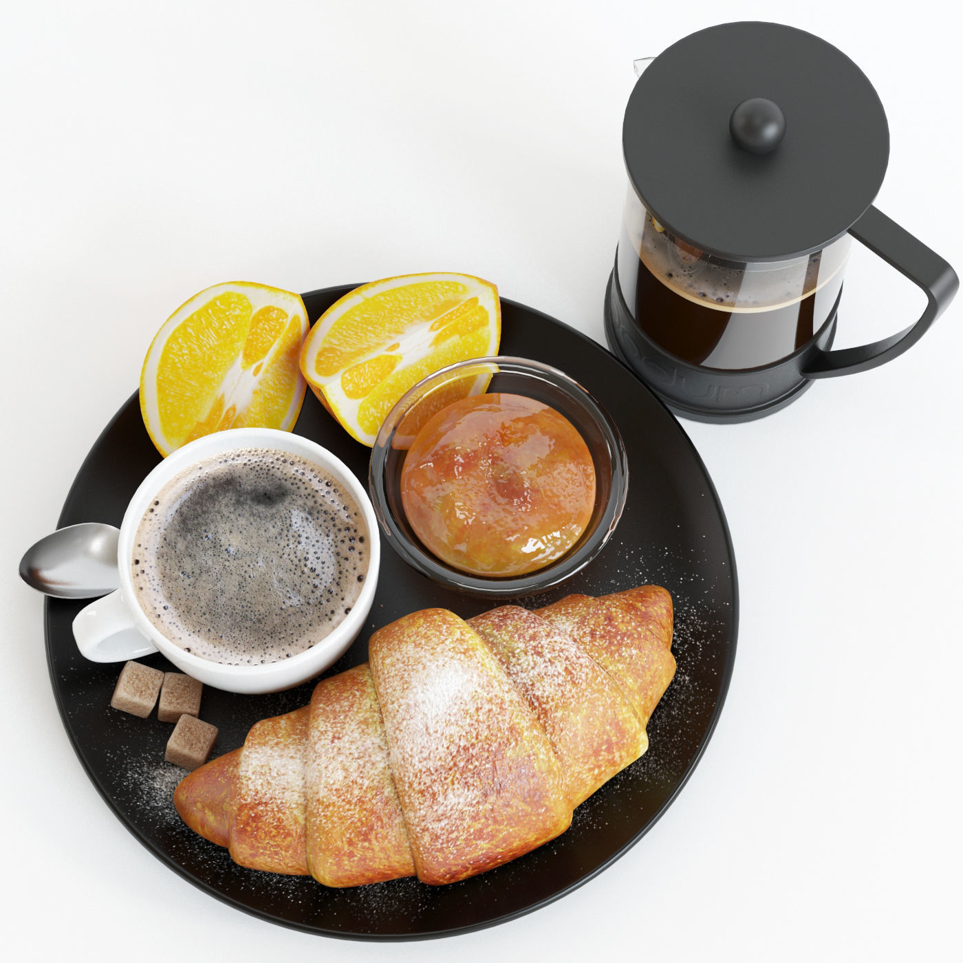 Croissant and Oranges 3D model_3