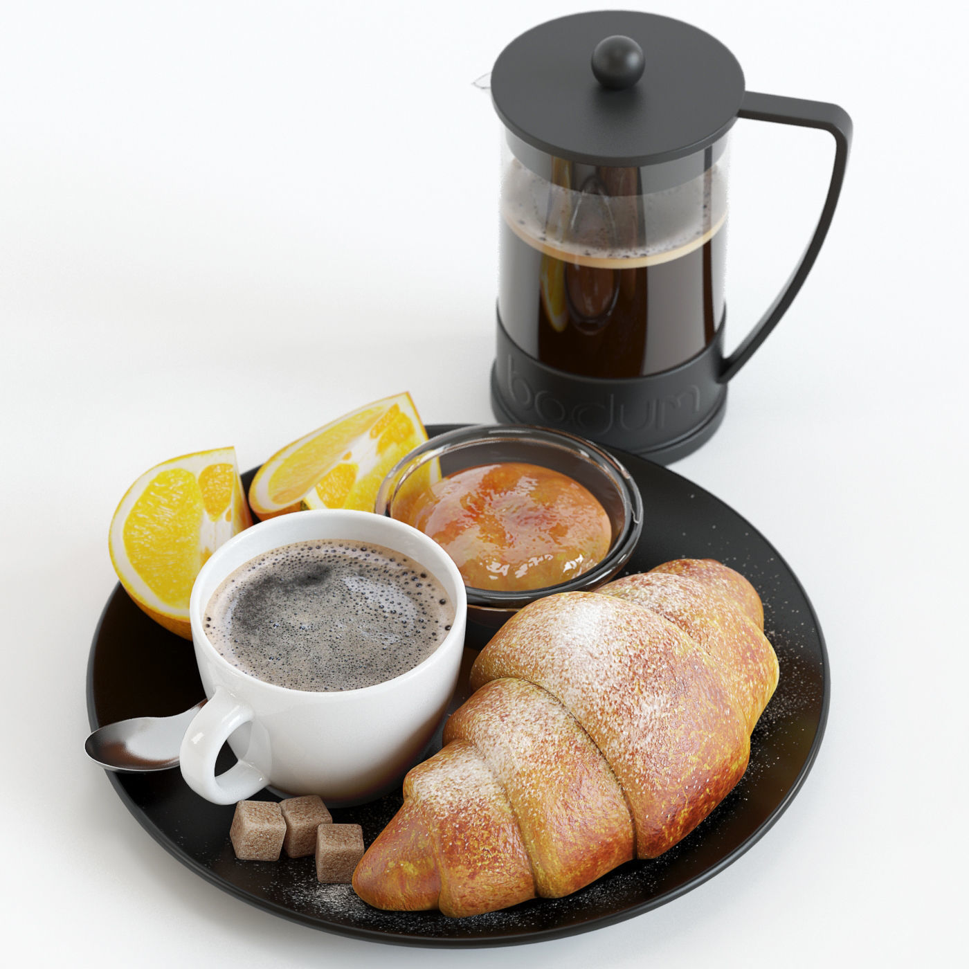 Croissant and Oranges 3D model_1