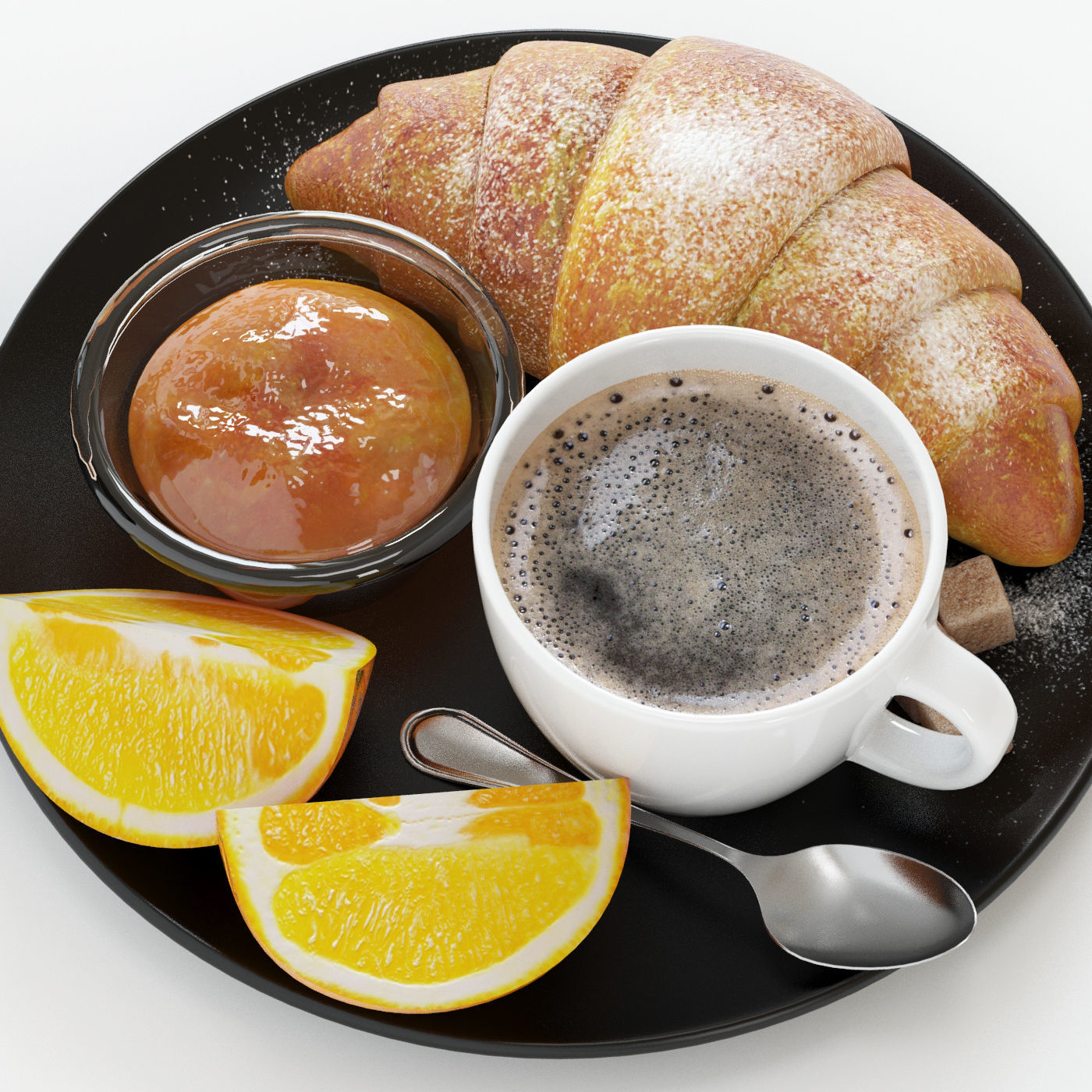 Croissant and Oranges 3D model_2
