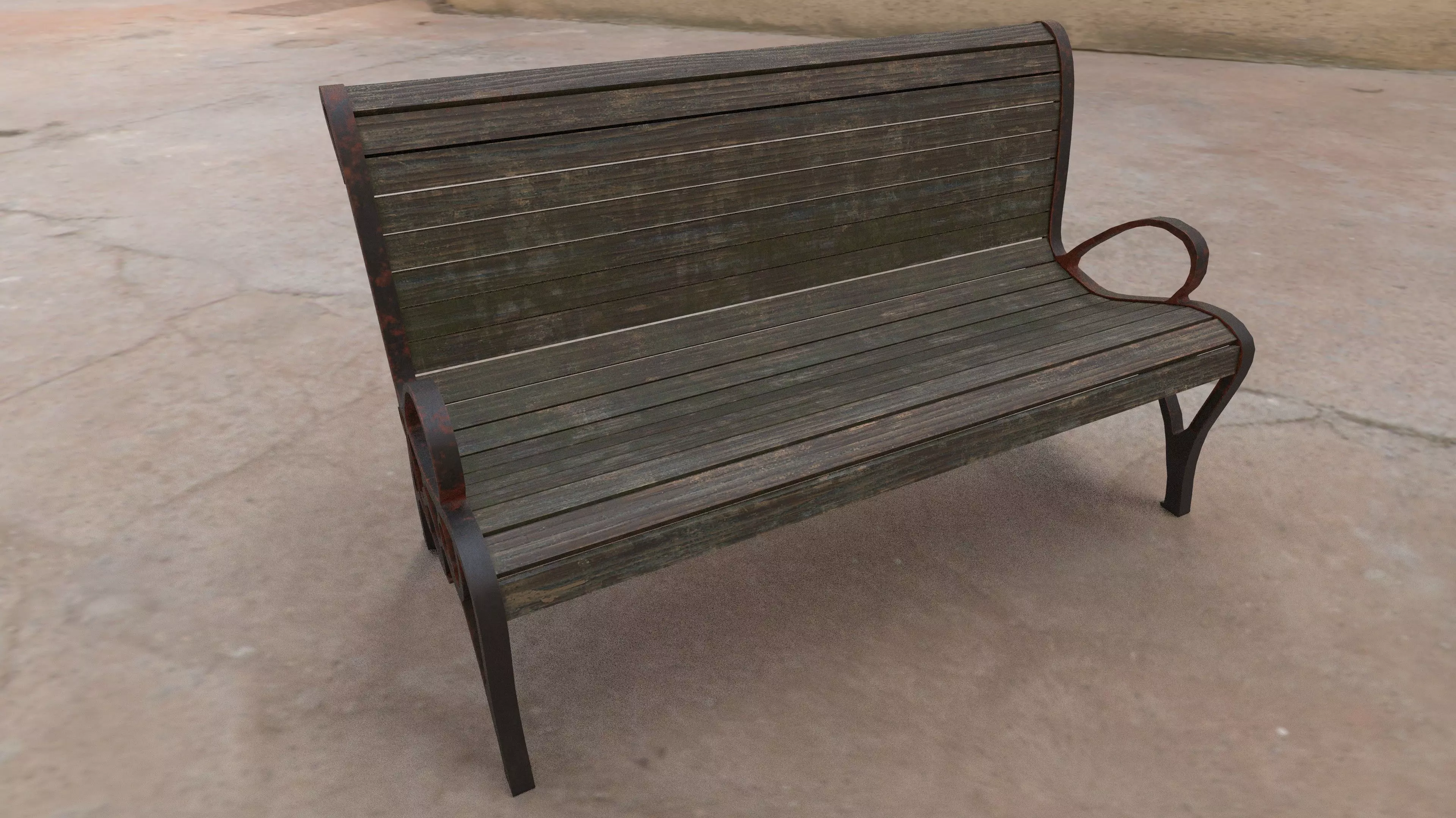 Classic Park Bench 02 - Apocalyptic Low-poly 3D model
