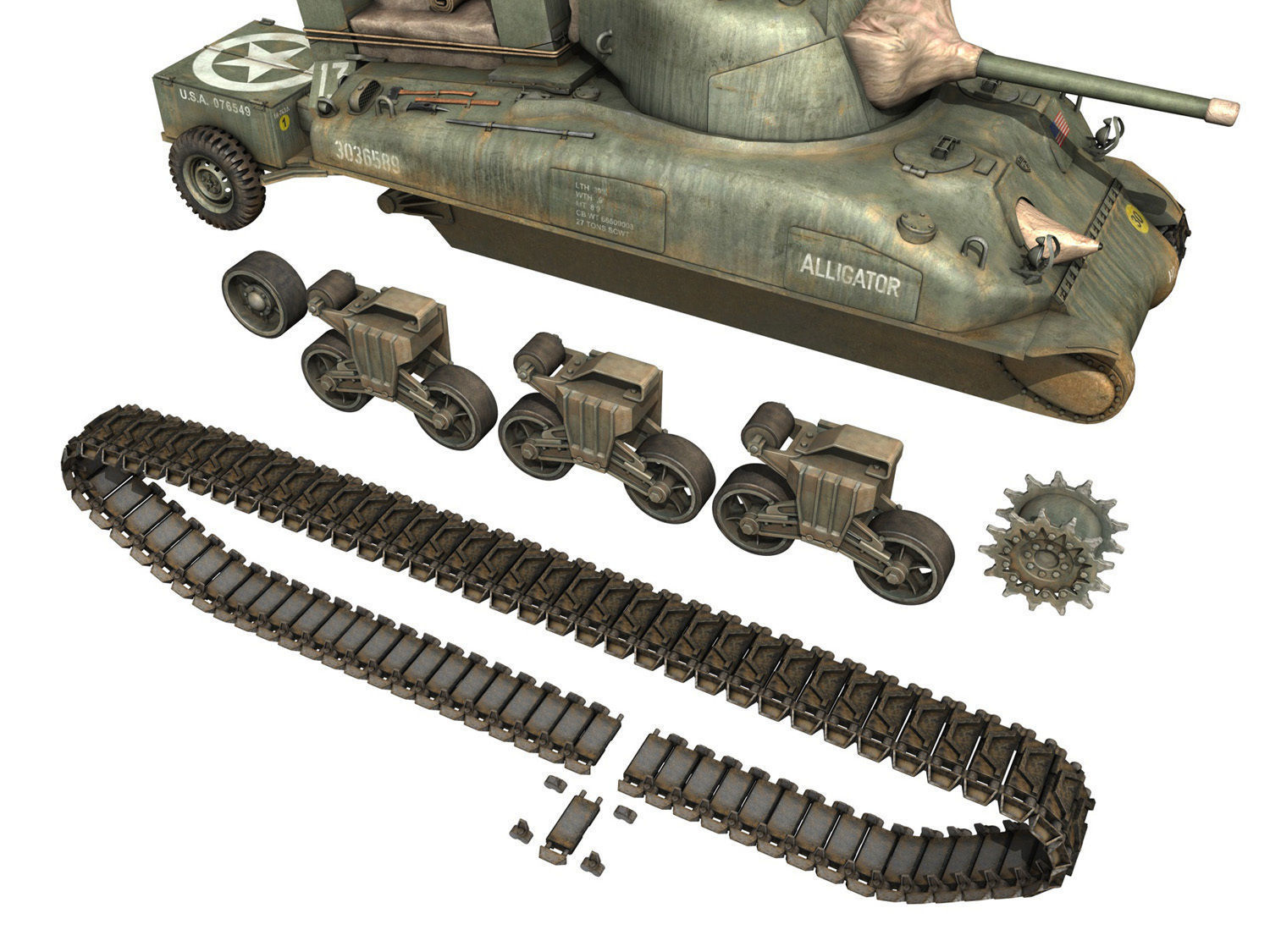 M4A1 Sherman - Alligator 3D model_9