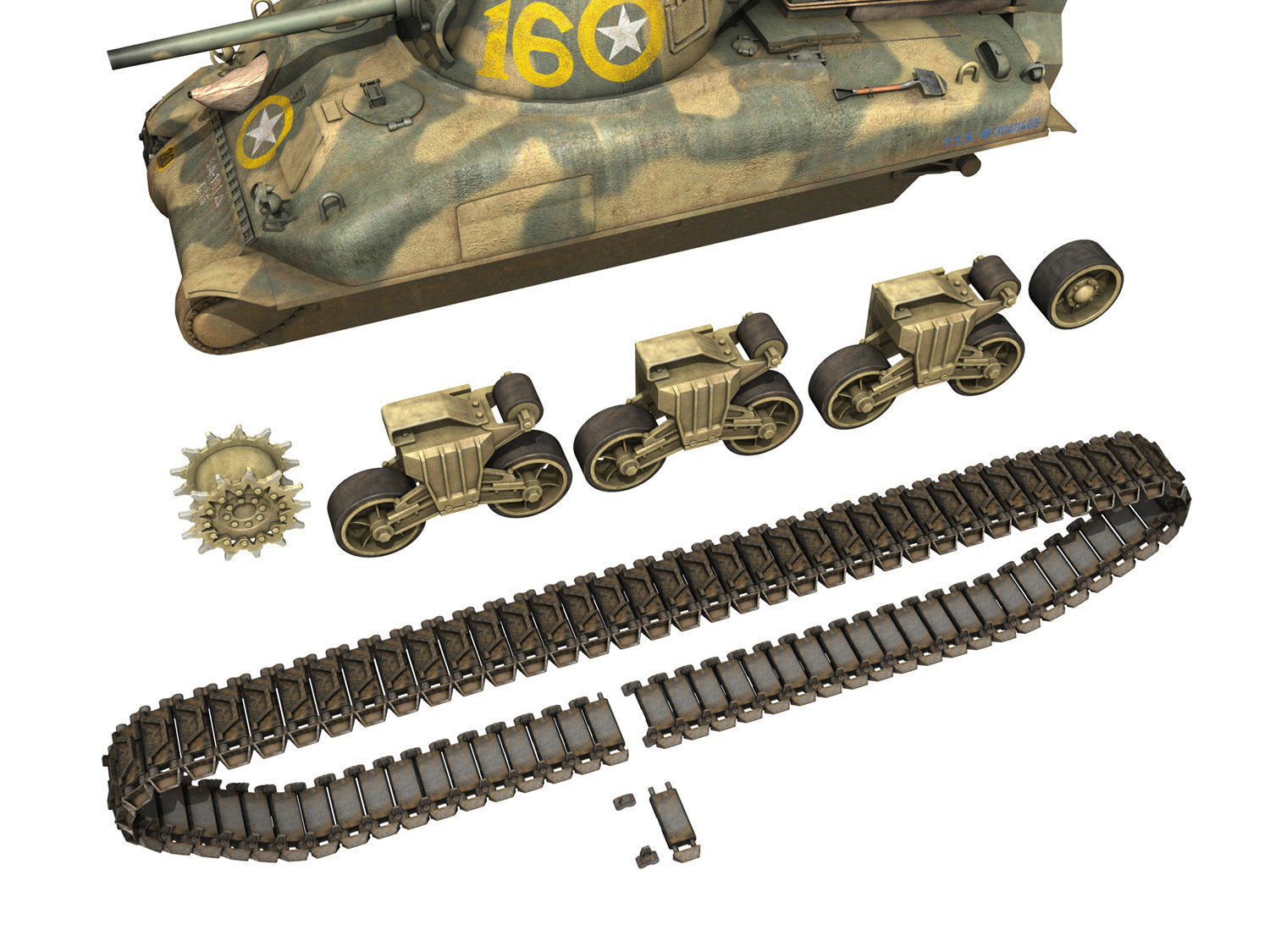 M4A1 Sherman - 16 3D model_9