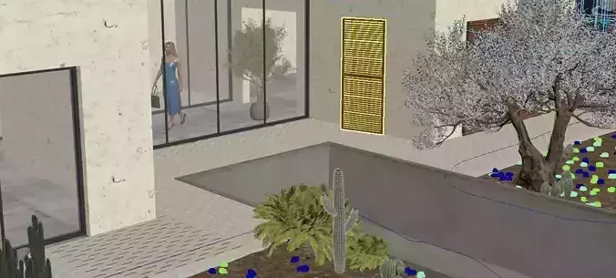 Desert Villa with Rough Stone 3D model 5