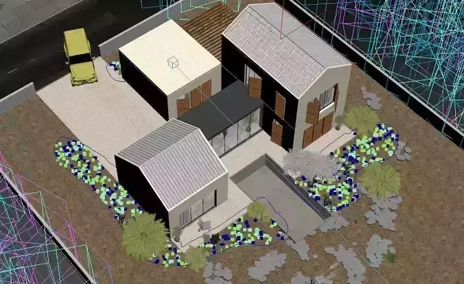 Desert Villa with Rough Stone 3D model 2