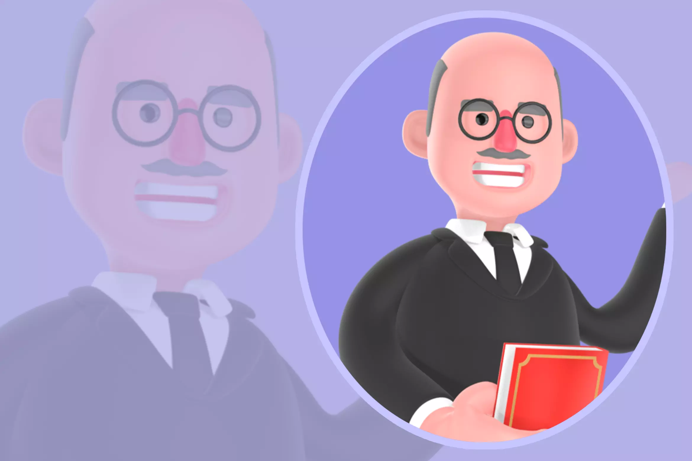 Stylized 3D Male Judge Explaining Pose - Cartoon Red Book 3D model