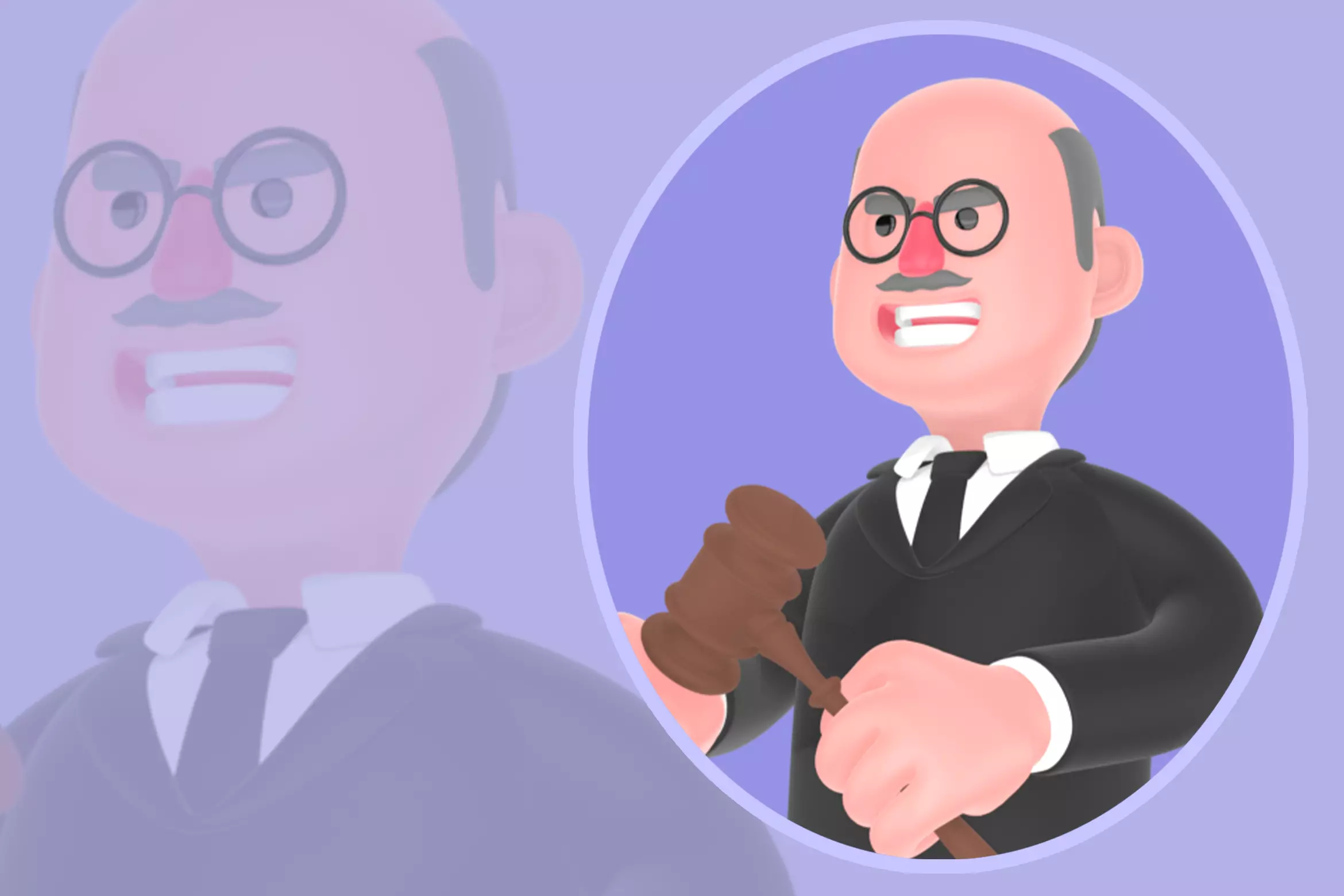 Stylized 3D Male Judge Character - Cartoon Furious Judge 3D model