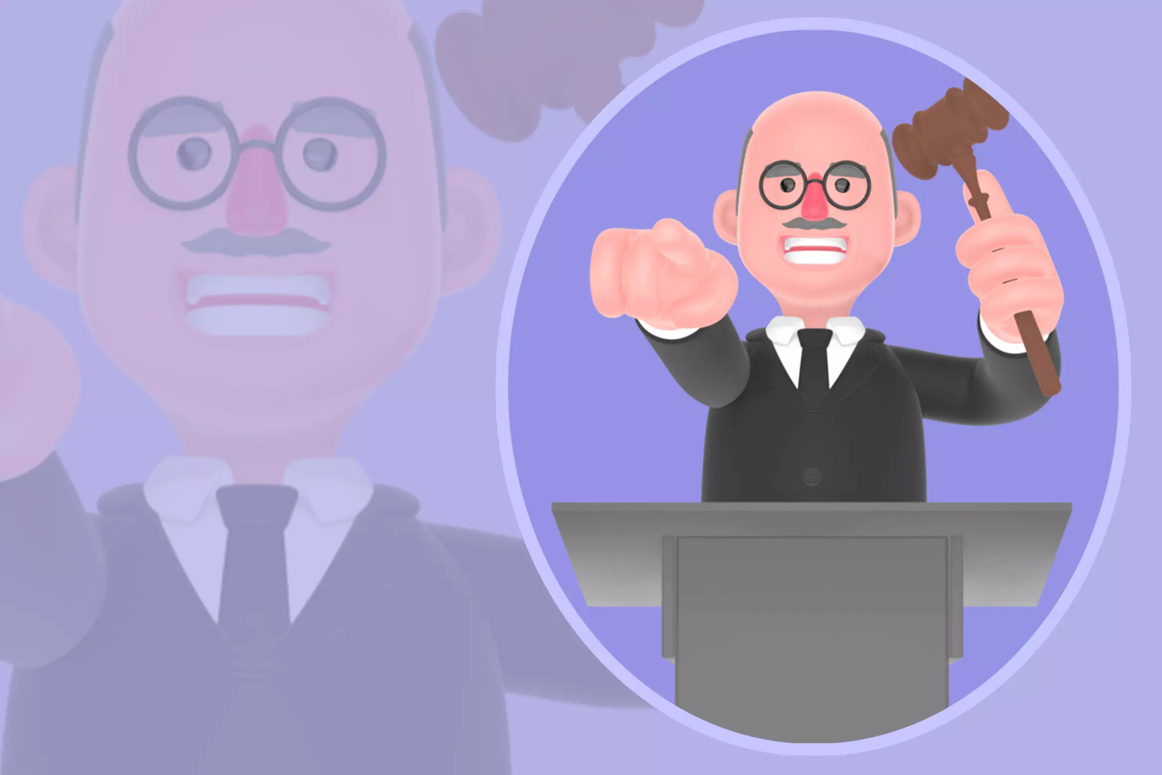 Stylized 3D Male Judge Character - Cartoon Angry Pointing Judge 3D model