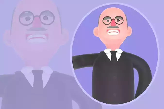 Stylized 3D Male Judge Character - Cartoon Annoyed Judge 3D model