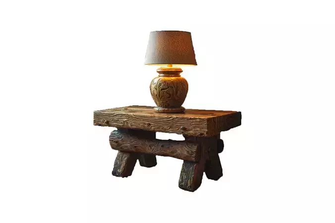 Rustic Endtable and lamp