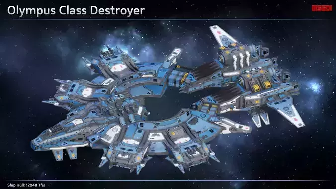 Spaceship Destroyer Olympus Low-poly 3D model