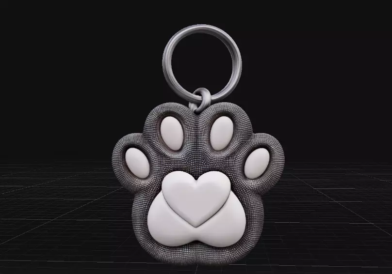 Cute Cat Paw Keychain Kawaii Pet Lover 3D Print Model 3D print model