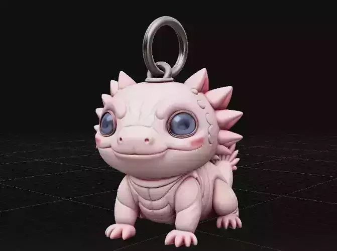 Cute Axolotl Keychain Kawaii Animal 3D Print Model Print-Ready 3D print model