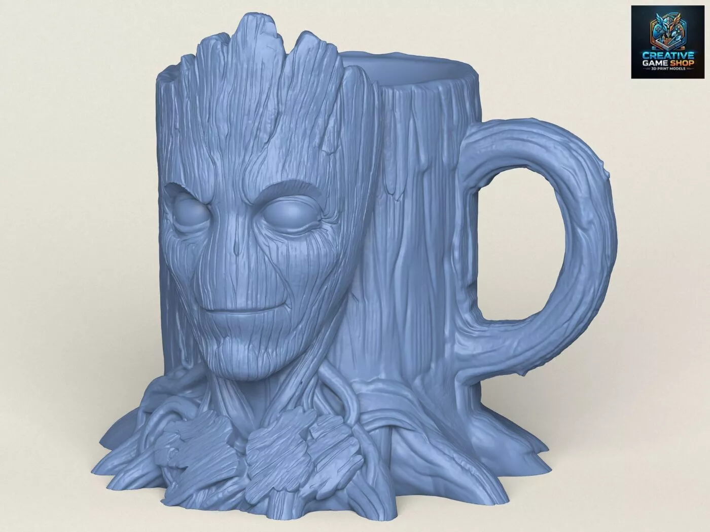 Groot Head Wooden Stump Mug 3D print model