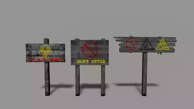 Warning sign Low-poly 3D model