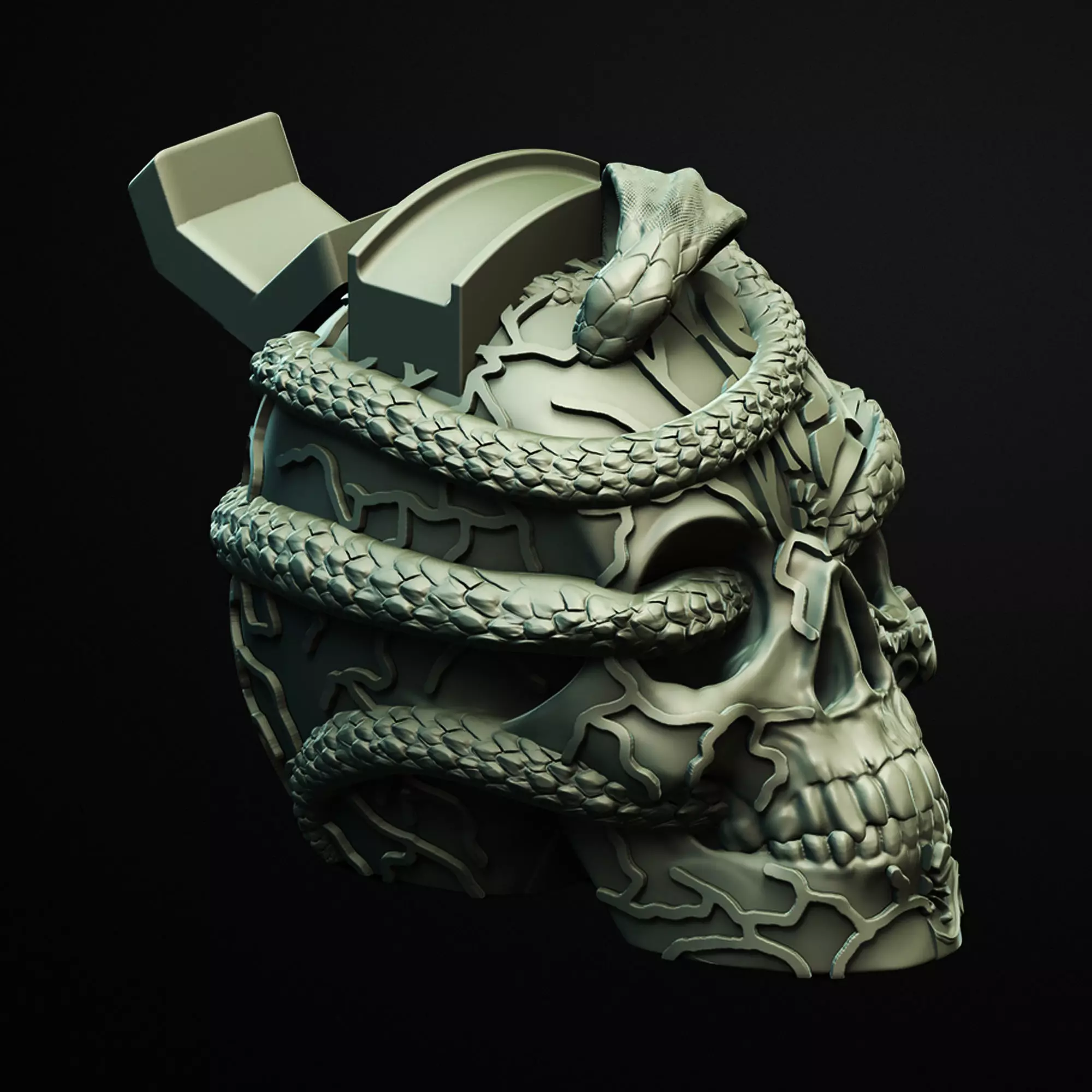 Mexican Snake Sugar Skull Desk Headphone and Controller Holder 3D print model