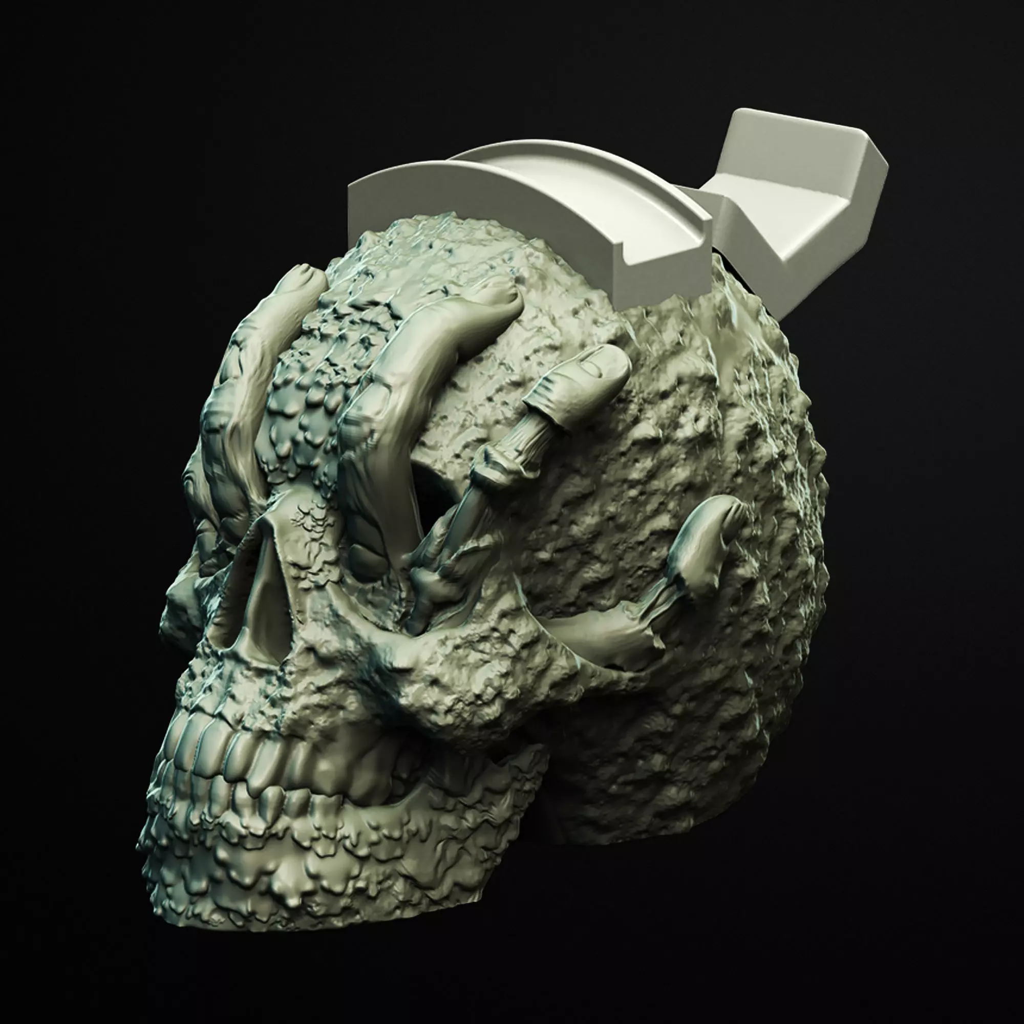 Hand Gripped Skull Desk Skull Headphone and Controller Holder 3D print model
