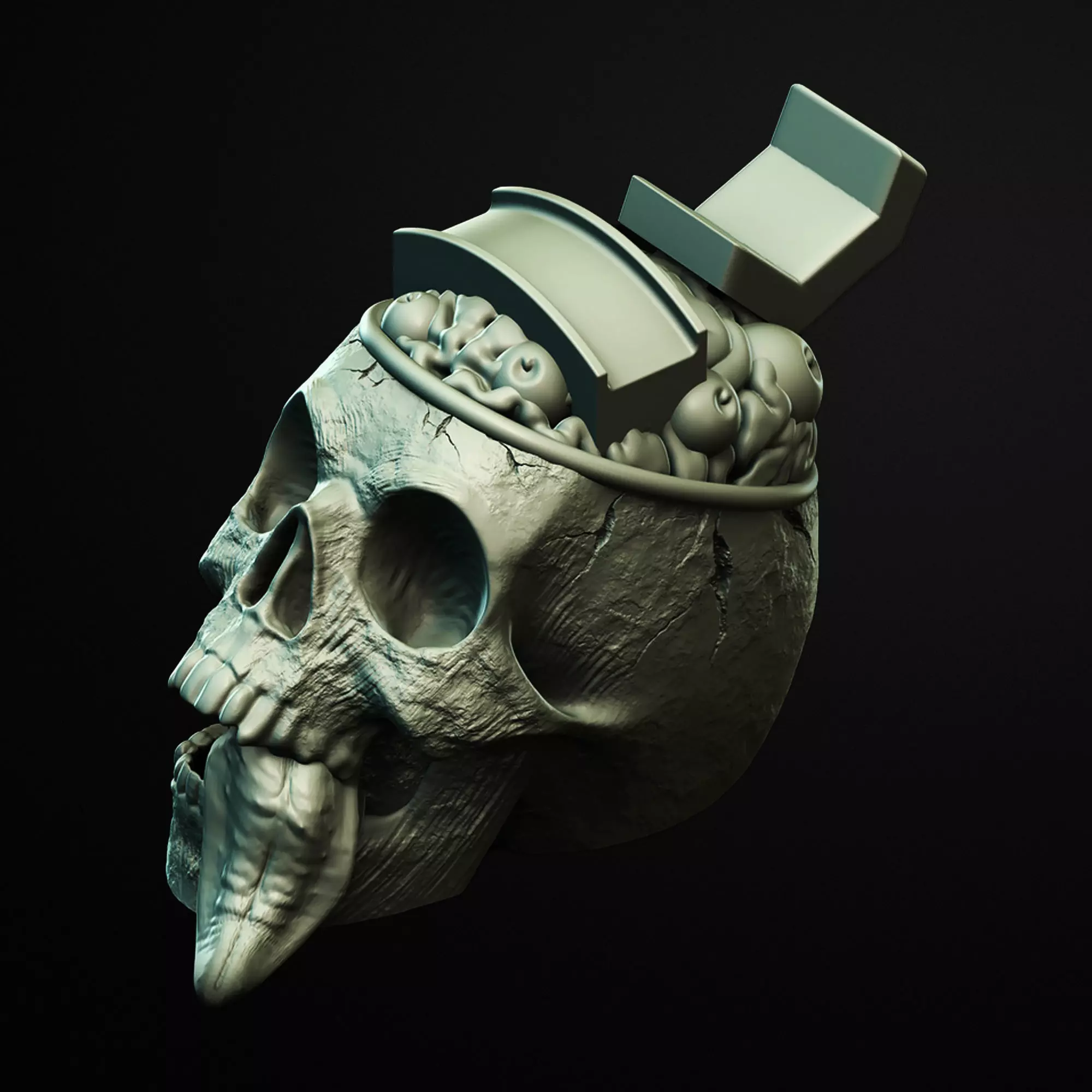 Brain Eye Balls Skull Desk Skull Headphone and Controller Holder 3D print model