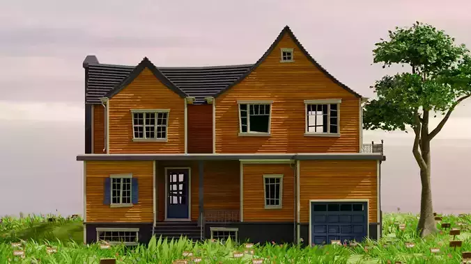 American Style Cottage Exterior 12 3D model