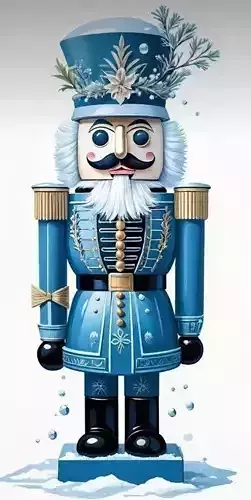 Winter Blue Nutcracker Bust - Elegant Christmas Decor 3D Model