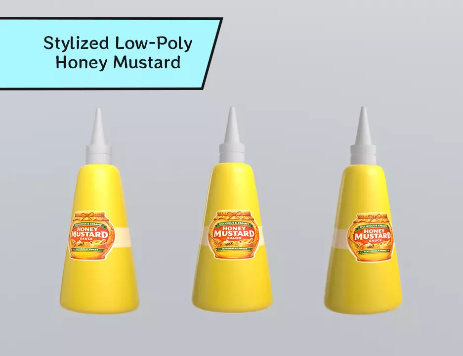 Stylized Low-Poly Honey Mustard Bottle Low-poly 3D model