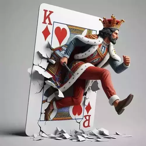 King of Hearts Escape - Dynamic Playing Card Sculpture 3D Model