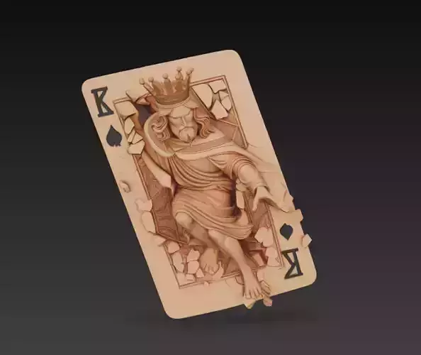 King of Spades Escape - Sculpted Playing Card 3D Model