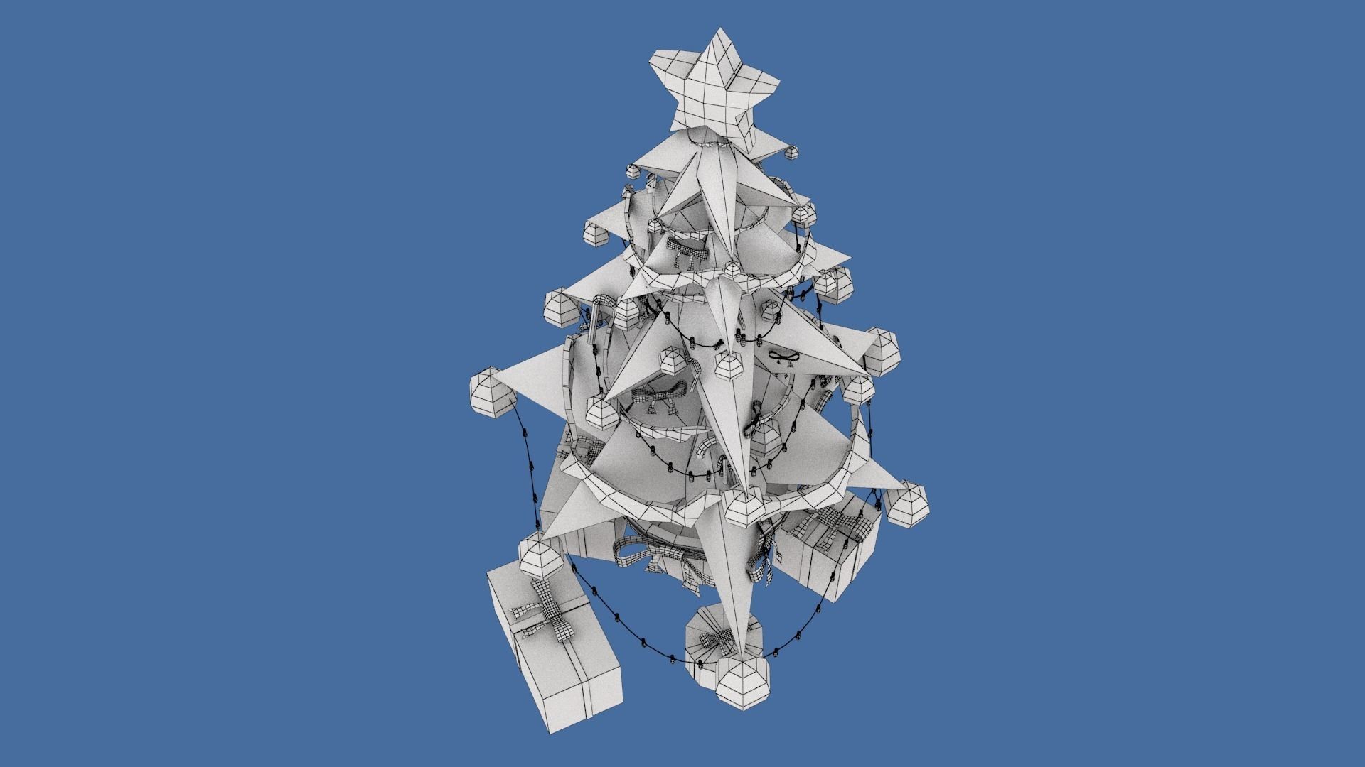 Stylized  Xmas tree  Low-poly 3D model_11