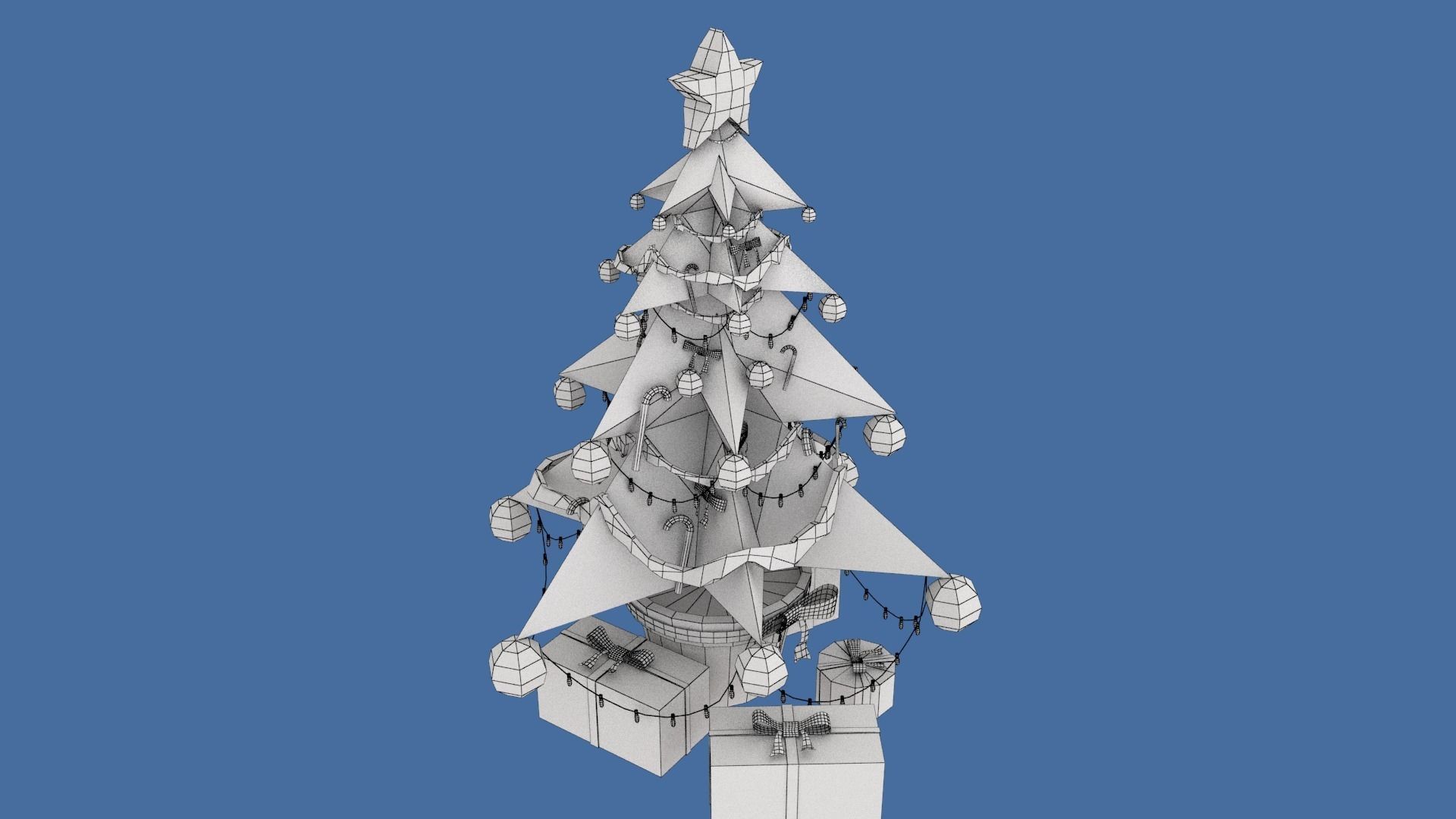 Stylized  Xmas tree  Low-poly 3D model_13