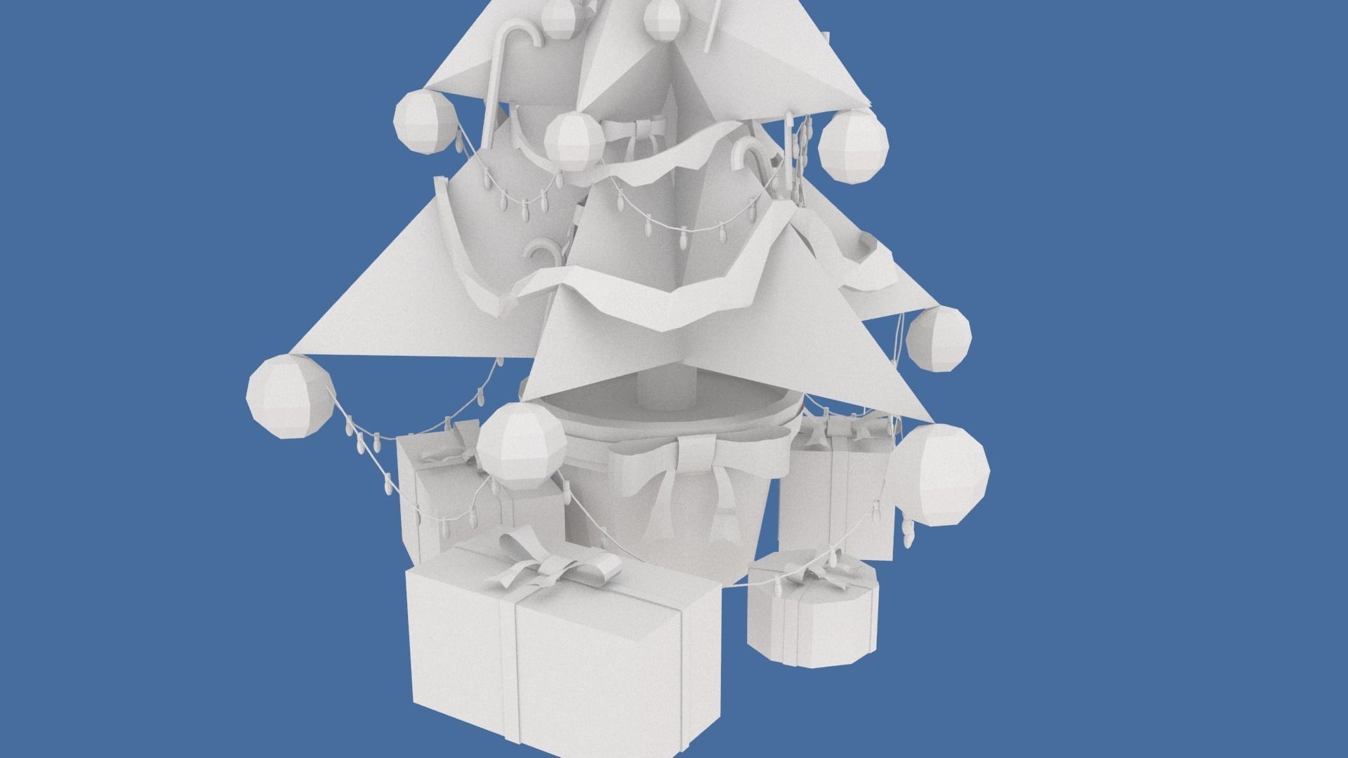 Stylized  Xmas tree  Low-poly 3D model_14