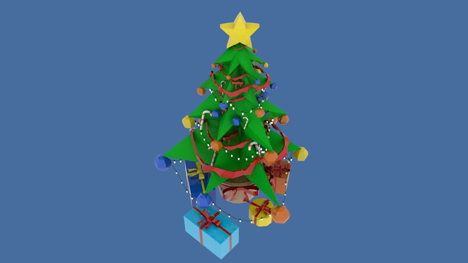 Stylized  Xmas tree  Low-poly 3D model_2