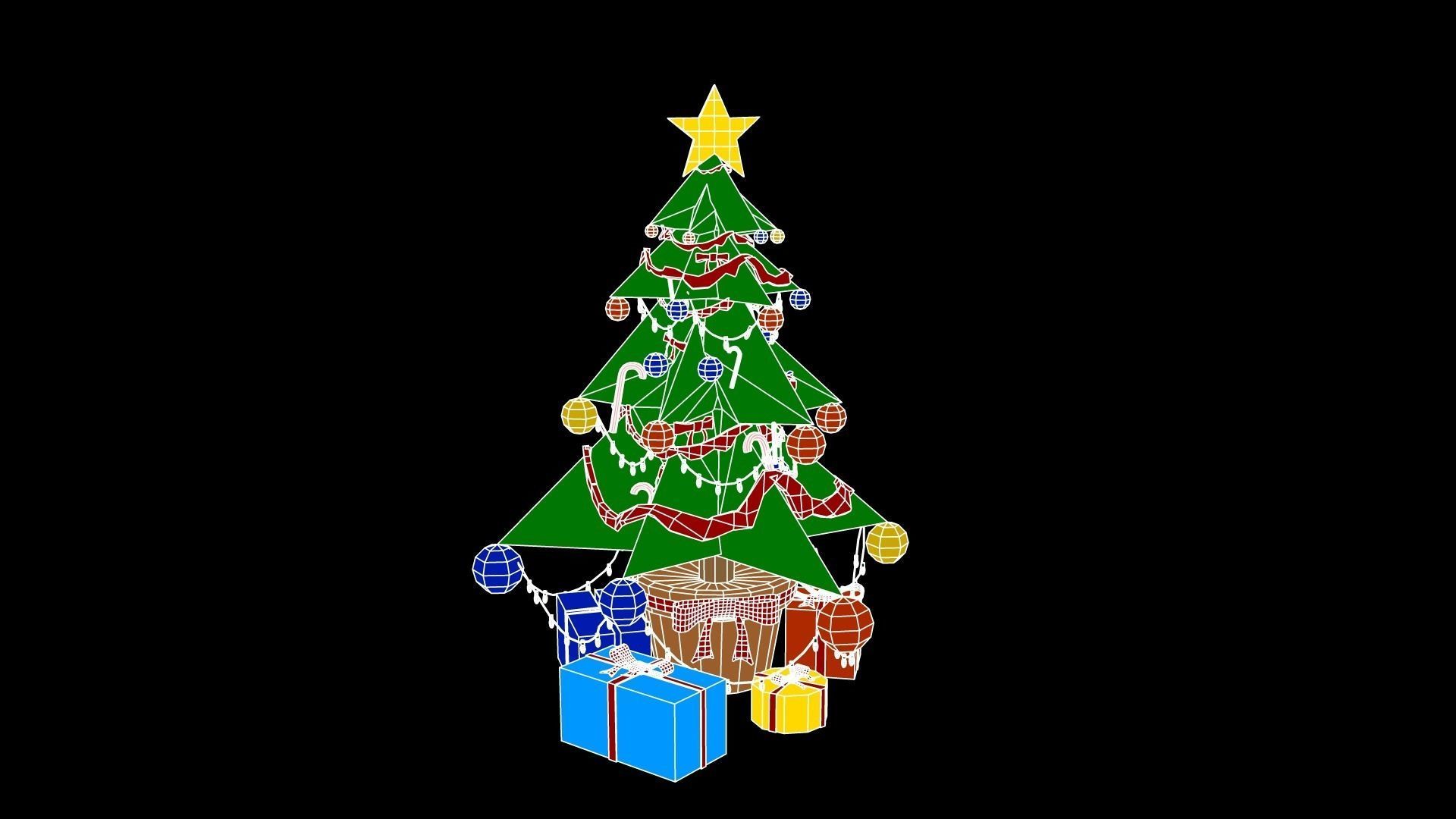 Stylized  Xmas tree  Low-poly 3D model_19