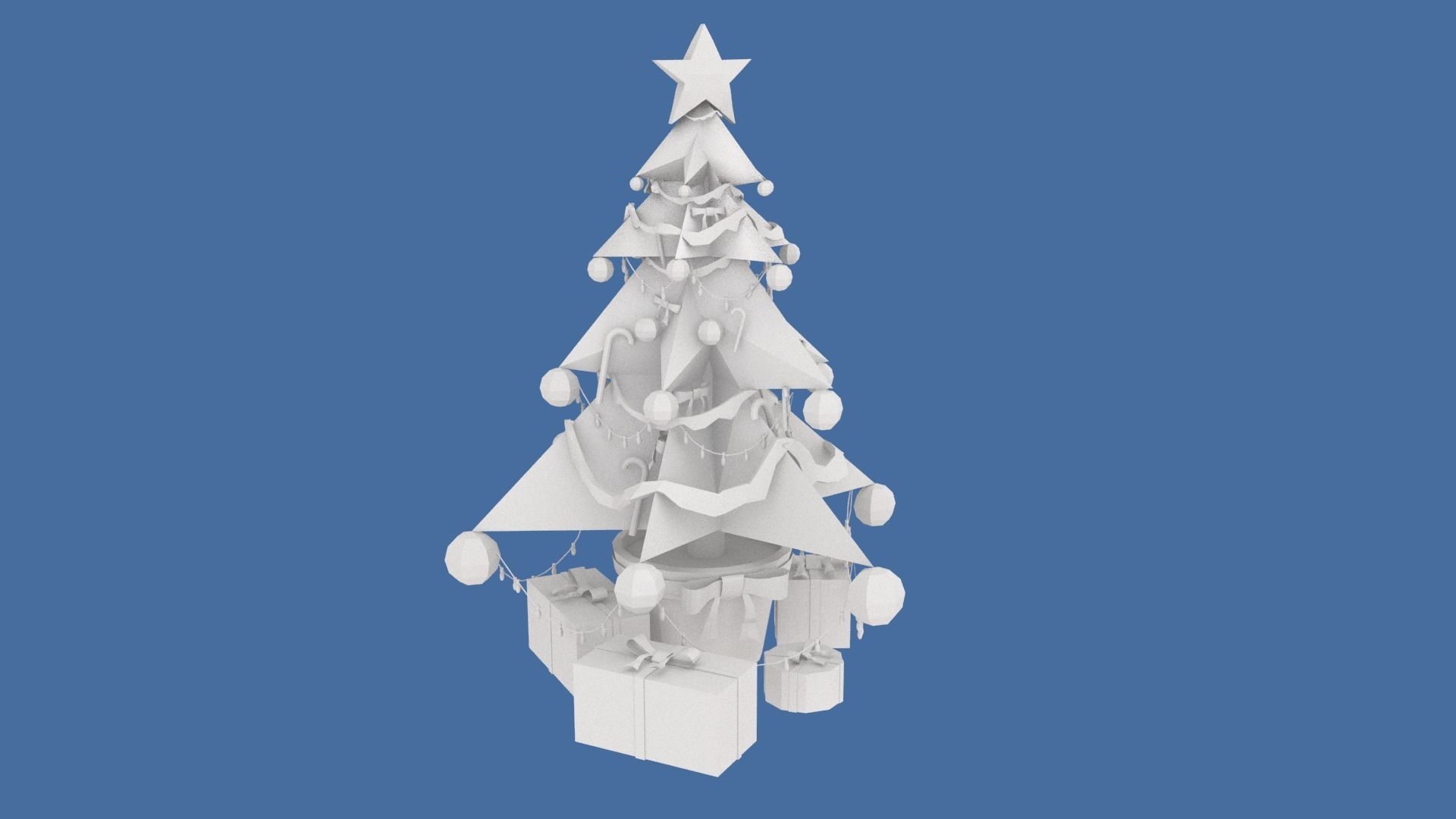Stylized  Xmas tree  Low-poly 3D model_9