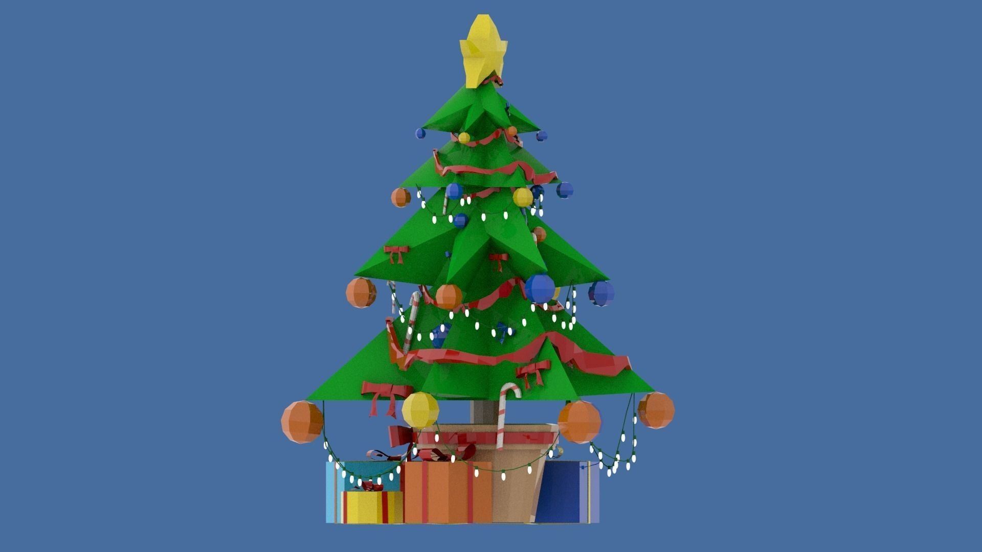 Stylized  Xmas tree  Low-poly 3D model_7
