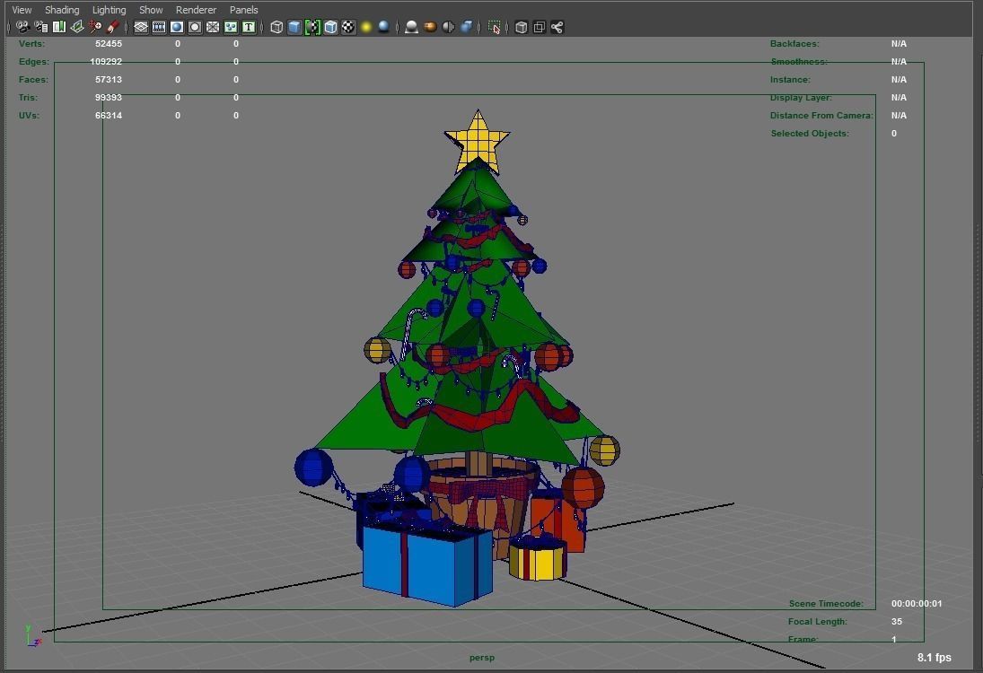 Stylized  Xmas tree  Low-poly 3D model_16
