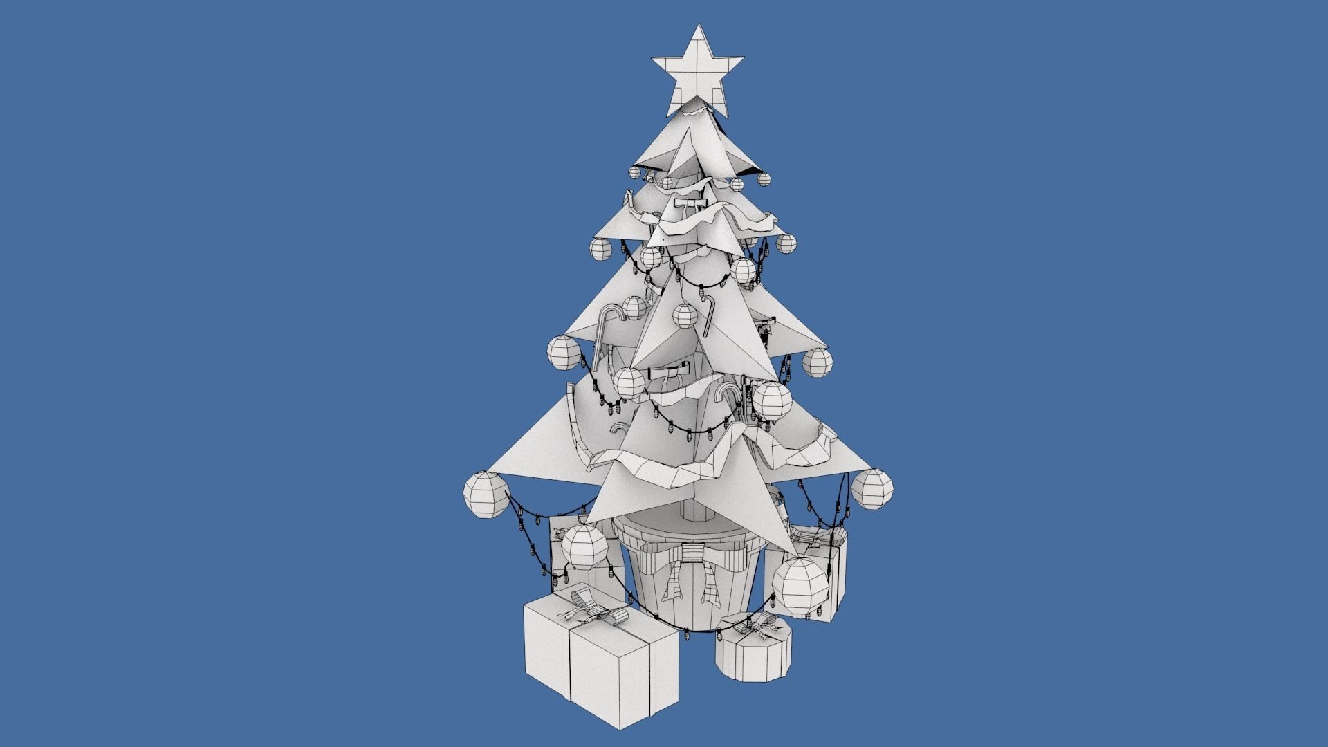 Stylized  Xmas tree  Low-poly 3D model_10